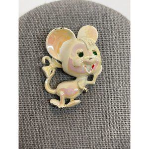 Cute White Mouse Pin Brooch